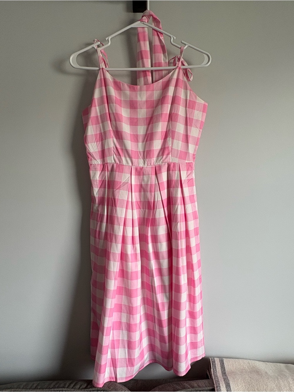 Barbie Pink Gingham Tie-Shoulder Sundress